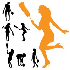 Vector silhouette of the woman who cleans