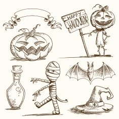Vector Hand Drawn Halloween Elements