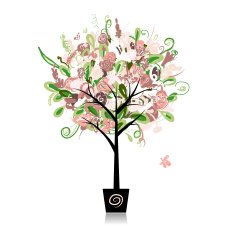 Floral tree in the pot for your design N2