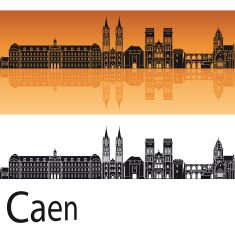 Caen skyline in orange background