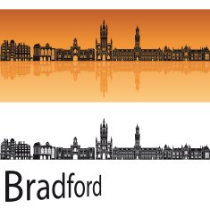 Bradford skyline in orange background