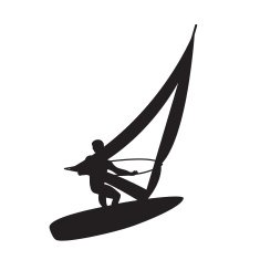 Silhouette of a windsurfer