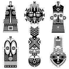 Set of african masks different shapes
