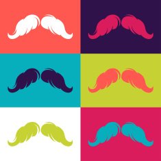 Abstract background with hand draw hipster mustache N2
