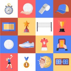 Volleyball icons set N2