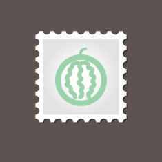 Watermelon stamp Outline vector illustration