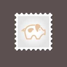 Pig stamp Outline vector illustration