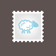 Sheep stamp Outline vector illustration