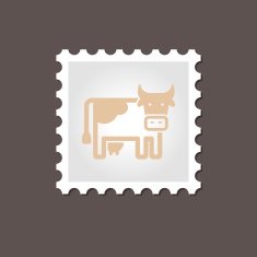 Cow stamp Outline vector illustration