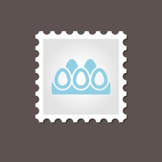 Chicken eggs tray stamp Outline vector