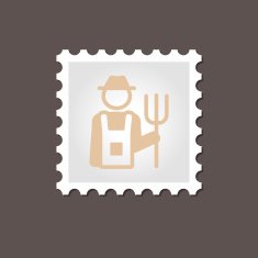 Farmers flat stamp Outline vector illustration