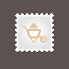Wheelbarrow carts stamp Outline vector