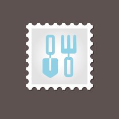 Garden tool stamp Outline vector illustration