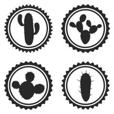 Collection of label and badges with stylized cactuses N2