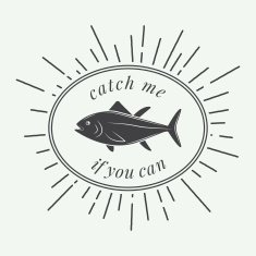 Vintage fishing label log badge