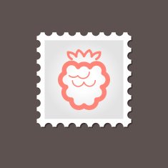 Raspberry stamp Outline vector illustration