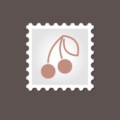 Cherry stamp Outline vector illustration