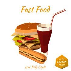 Set of fast food hamburgers hot dog with mustard Vector
