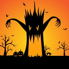 Halloween scary tree silhouette