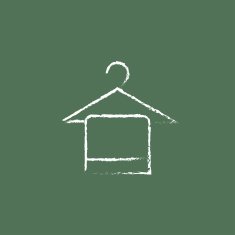Towel on hanger icon drawn in chalk
