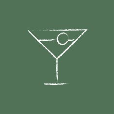 Cocktail glass icon drawn in chalk