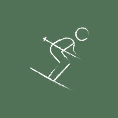 Downhill skiing icon drawn in chalk