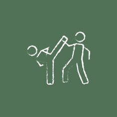 Karate fighters icon drawn in chalk