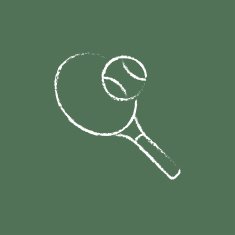 Tennis racket and ball icon drawn in chalk