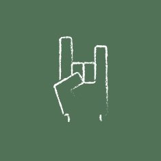 Rock and roll hand sign icon drawn in chalk