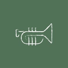 Trumpet icon drawn in chalk