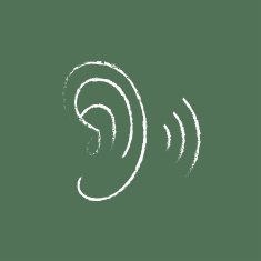 Human ear icon drawn in chalk N2