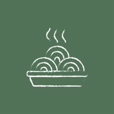 Plate of a hot mealicon drawn in chalk