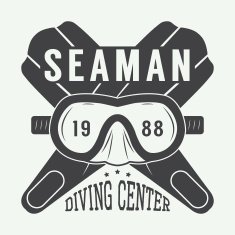 Diving logo label in vintage style Vector illustration