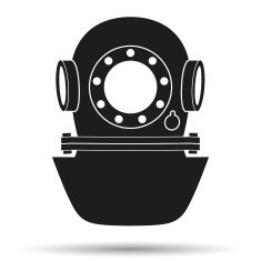 Silhouette symbol of Underwater diving helmet