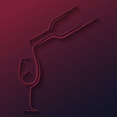 wine glass bottle paper cut vector background