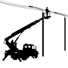 Electrician making repairs at a power pole Vector illustration N3