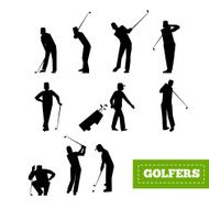 People playing Golf vector set swing with a club N5