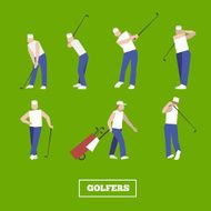 People playing Golf vector set swing with a club N6