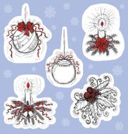 Christmas set with candles and decorations