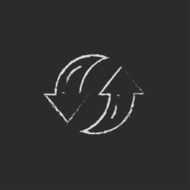 Two circular arrows icon drawn in chalk N2