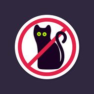 No Ban or Stop signs Halloween black cat icon