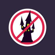 No Ban or Stop sign Halloween witch castle icon