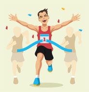 Man winning a race Vector flat illustration