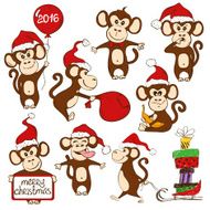Set Of Isolated Funny Monkey Icons