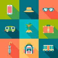 Travel flat colour Icons with shadow N3