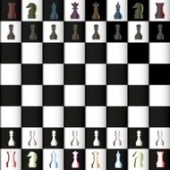 Vector Papercut Chess Figures on board black and white Illustration N2