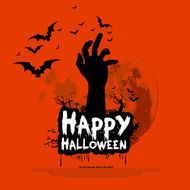 Happy Halloween design with zombie hand bats graves moon N2