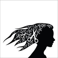 Woman hair with scissors