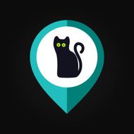 Halloween black cat mapping pin icon