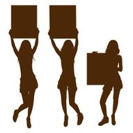 Silhouette boxing ring girl holding sign